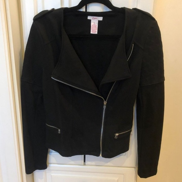 Candie’s Junior Black Moto Zip Cropped Jacket Size Medium - Picture 8 of 12